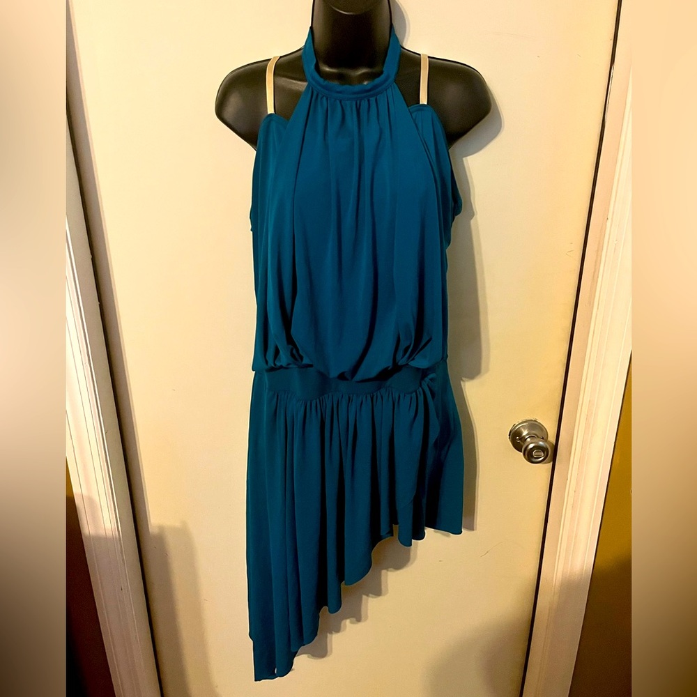 Weissman Dance Costume Elegant Teal Sleeveless Dress Halter Sz XXLA